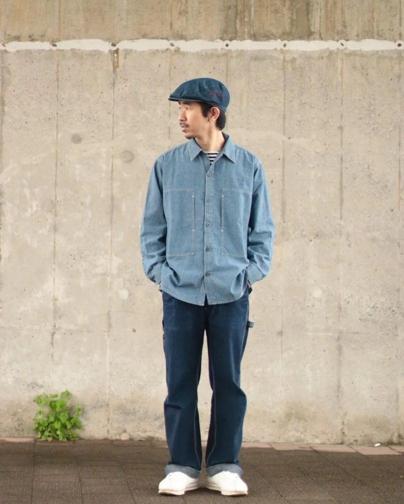 Chambray shirt arranged from vintage U.S.ARMY denim shirt | BLUE